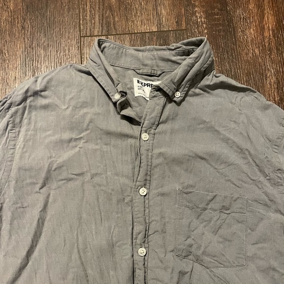 Express Men’s Light Grey Long Sleeve Button Down Shirt / Men’s Large Tall - Picture 2 of 6